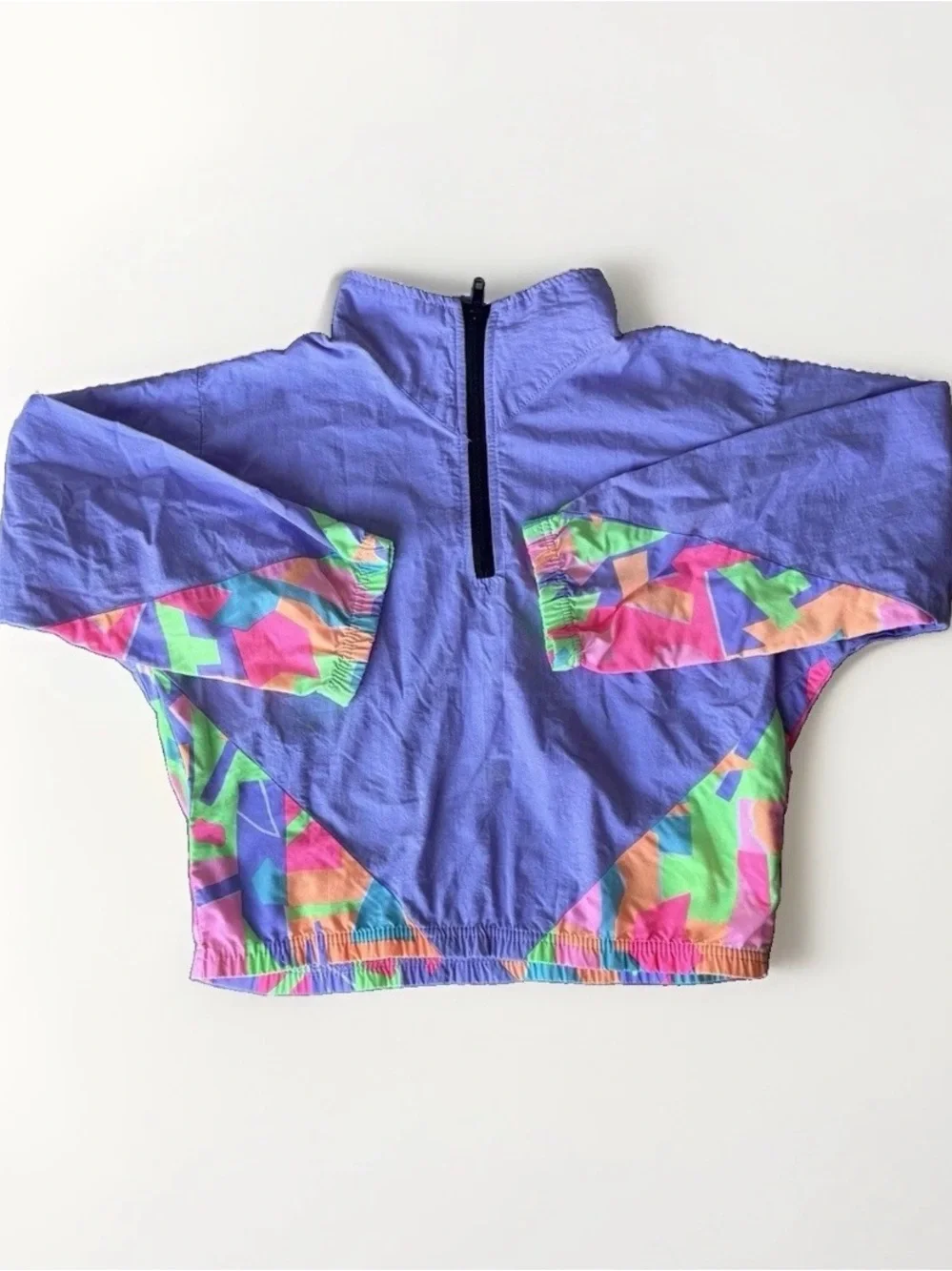 🔥Vintage 80s Kids Purple Nylon Colorblock Windbreaker Pullover Jacket/ Meryvns